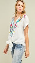 White Floral Embroidered Tie Top - Midnight Magnolia Boutique