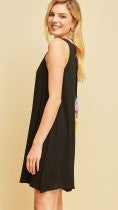 Black Solid Sleeveless Dress with Tassels in Back - Midnight Magnolia Boutique