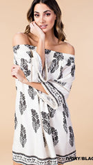 Black & Ivory Off Shoulder Tunic or Dress - Midnight Magnolia Boutique