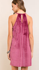 Dusty Rose Velvet Halter Dress - Midnight Magnolia Boutique