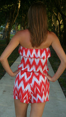 Orange & White Zig Zag Striped Romper - Midnight Magnolia Boutique