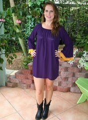 Purple & Gold Lace Tunic Game Day Dress - Midnight Magnolia Boutique