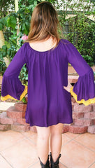 Purple & Gold Lace Tunic Game Day Dress - Midnight Magnolia Boutique