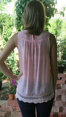 Dusty Pink Victorian Sleeveless Lace Top - Midnight Magnolia Boutique