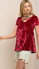 Ruby Red Velvet Criss-Cross Top - Midnight Magnolia Boutique