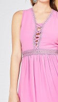 Lavender V-Neck Lace Up Dress - Midnight Magnolia Boutique